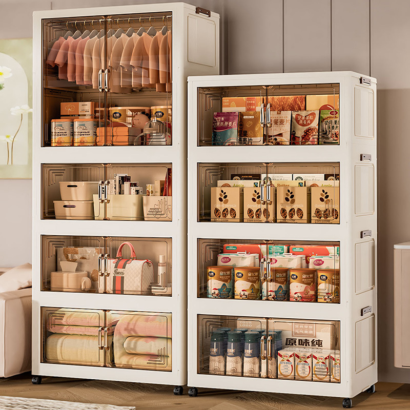 Installation-Free Removable Folding Storage Cabinet Household Kitchen Bedroom Storage Cabinet Multi-Layer Toy Snack Storage Cabinet