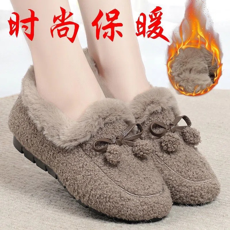 Winter Warm cotton slippers women's indoor thick-soled non-slip warm cotton-padded shoes soft-soled plush confinement loafers