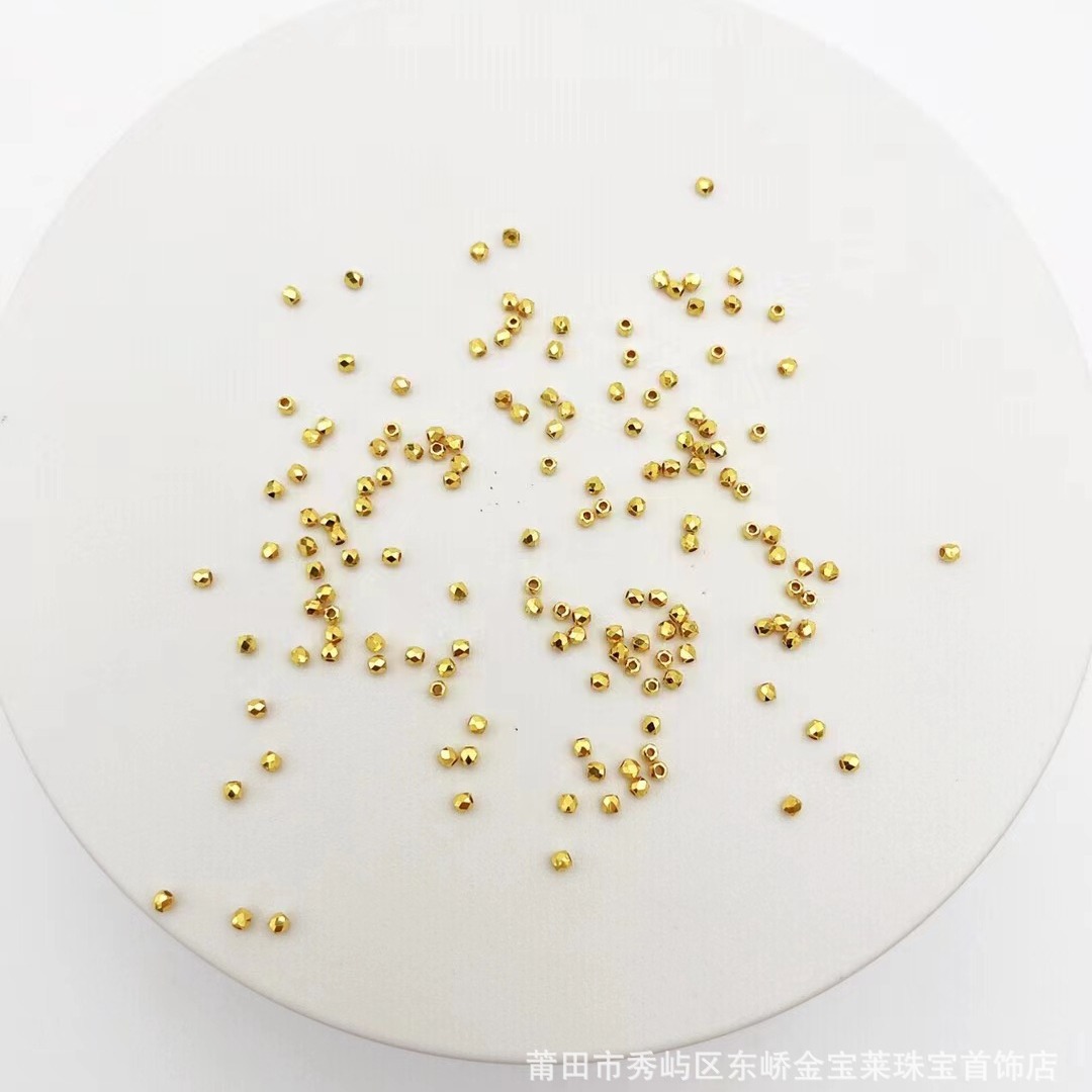 Foot gold 999 gold disco beads laser beads 3D hard gold beads transfer beads tail ring loose beads bracelet for men and women