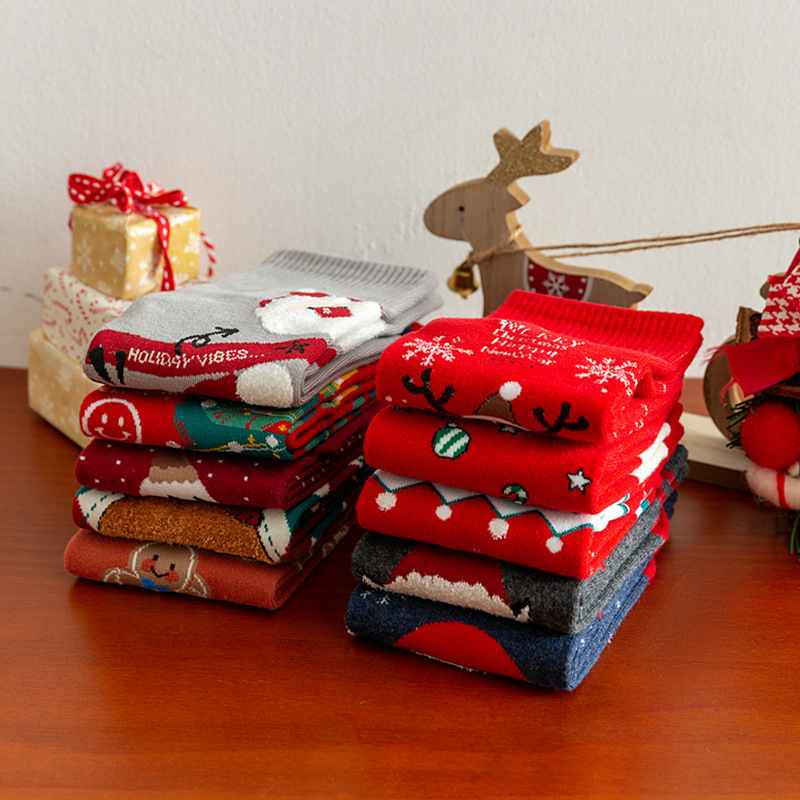 Zhuji Socks Christmas Socks Men's and Women's Socks Winter Christmas Gifts Cute Korean Cartoon Socks Cotton Big Red Socks