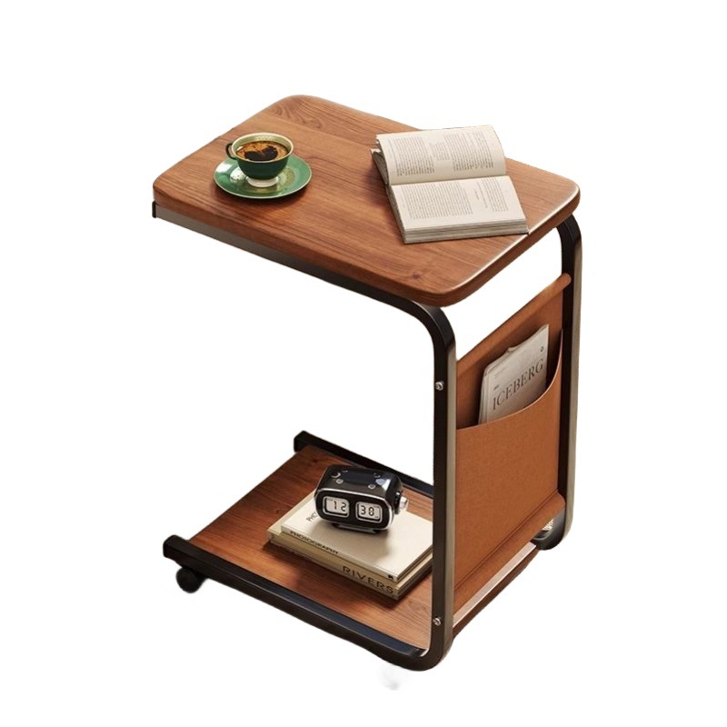 Removable Sofa Side Table Household Living Room Simple Small Coffee Table Bedroom Mini Floor Pulley Bedside Table Storage Rack