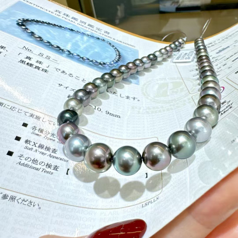 Королева таитянской черной бабочки 9.0-10.9мм идеально круглая, сильный свет, смешанные цвета, маслянистая, очень чистая