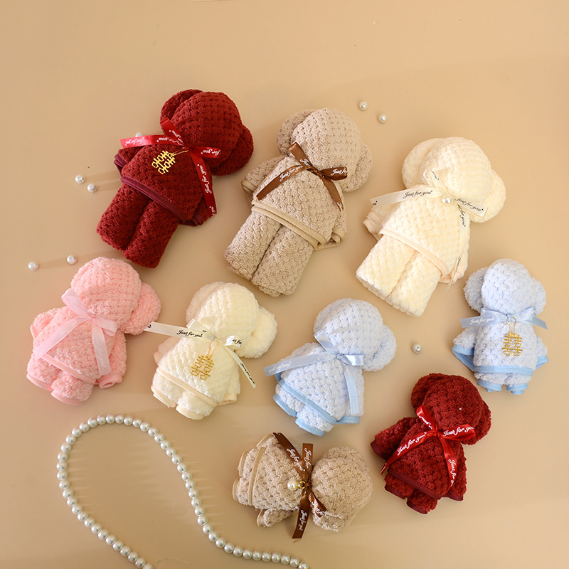 Bear towel with hand gift small gift kindergarten gift opening wedding gift shape towel making embroidered logo