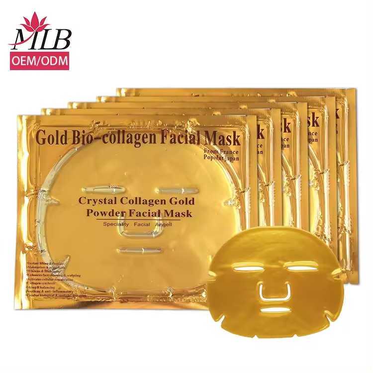 Cross-Border Export 24K Gold Collagen Crystal Mask Moisturizing Firming Bone Collagen Hydrogel Human Skin Mask
