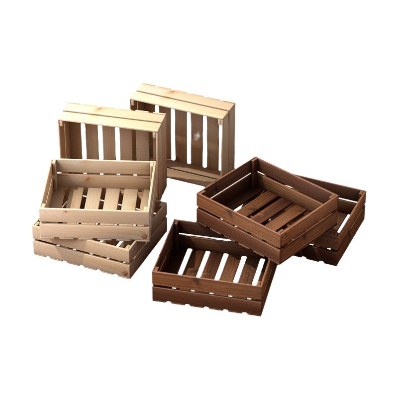 Supermarket Fruit Store Fruit Frame Wooden Frame Box Fruit and Vegetable Rack Display Solid Wooden Box Red Wine Box Stepped Display Rack