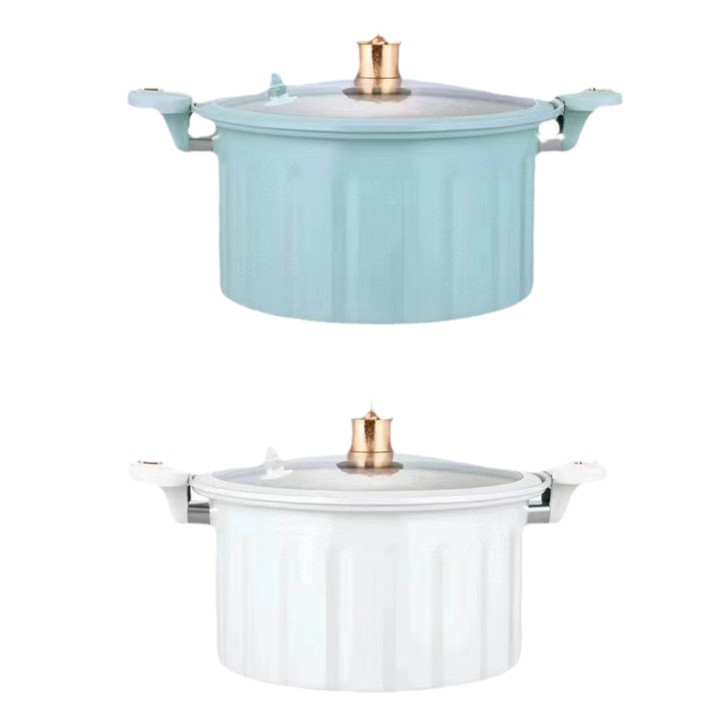 New Roman Pressure Cooker for Home Use, Large Capacity Soup Pot, Double-Handle Multifunctional Roman Pot, Enamel Soup Pot, Stew Pot