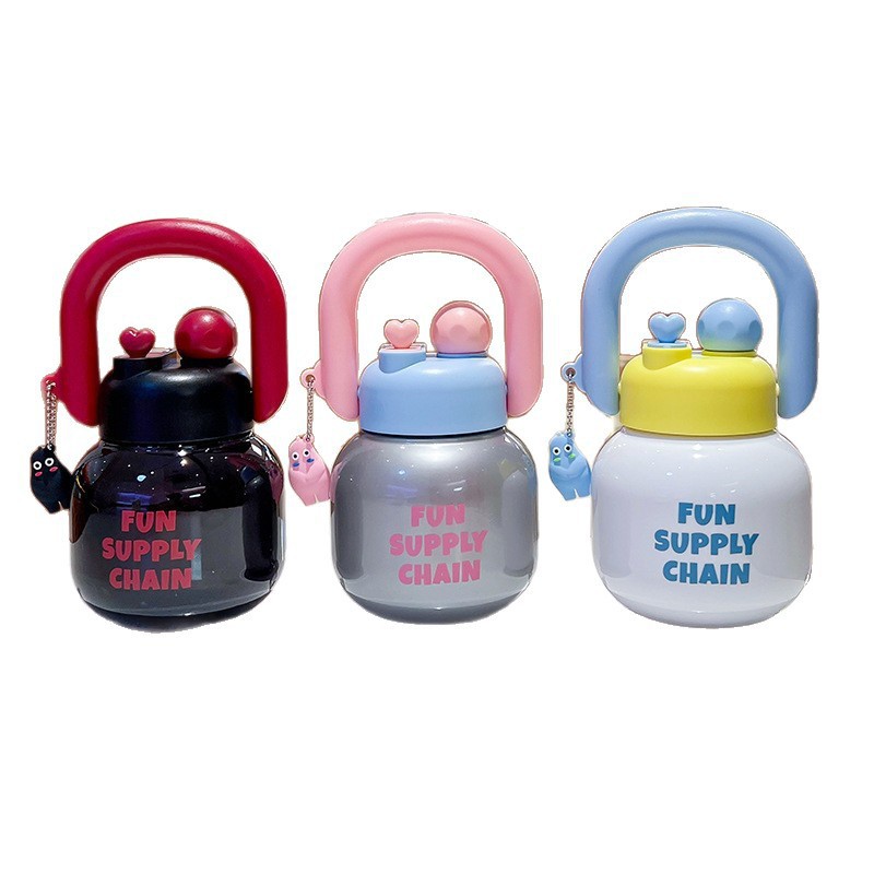 Girls' Water Cup, Summer High-Looking Straw, Big Belly Cup, Large Capacity Tea Drain, High Temperature Resistant, Cute Tea Making Plastic Cup