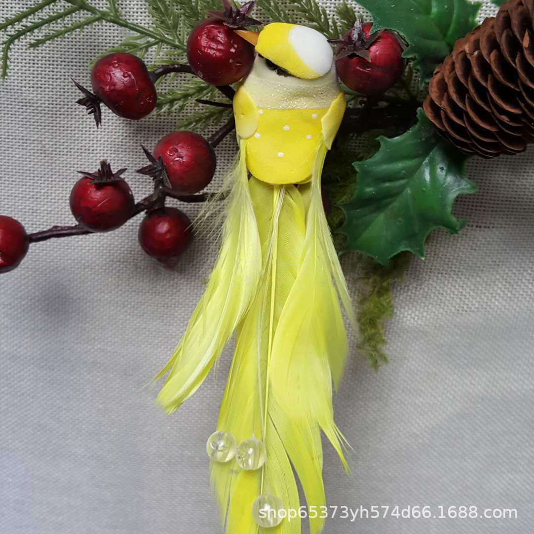 Artificial feather beads bird/spring yellow feather bird/succulent pot decoration home decoration curtain decoration