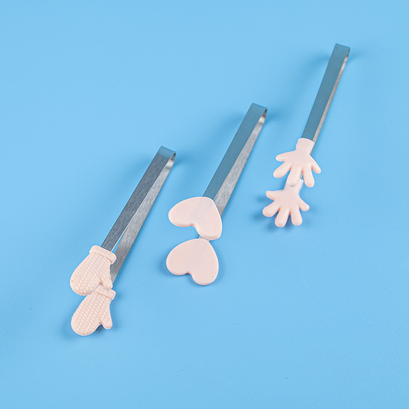 New creative silicone food clip ice clip casual stainless steel mini food clip snack dessert cube sugar clip