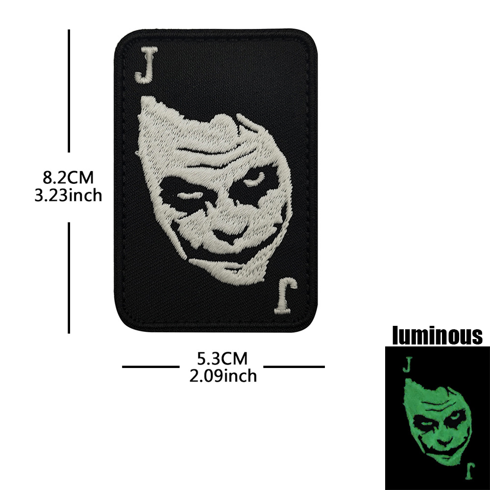 Cross-Border Death Card Poker Armband Ace of Spades Joker J Luminous Embroider Velcro Stamp Outdoor Bag Stamp