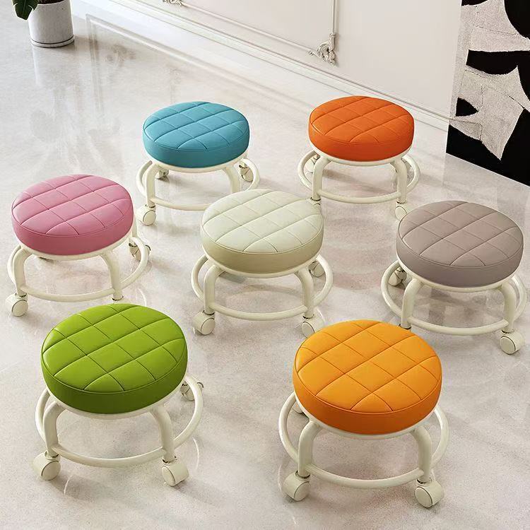 Popular Swivel Small Stool for Home Use, Acrylic Caster Low Stool for Living Room, Baby Care Artifact, Movable Sitting Stool with Beautiful Seam