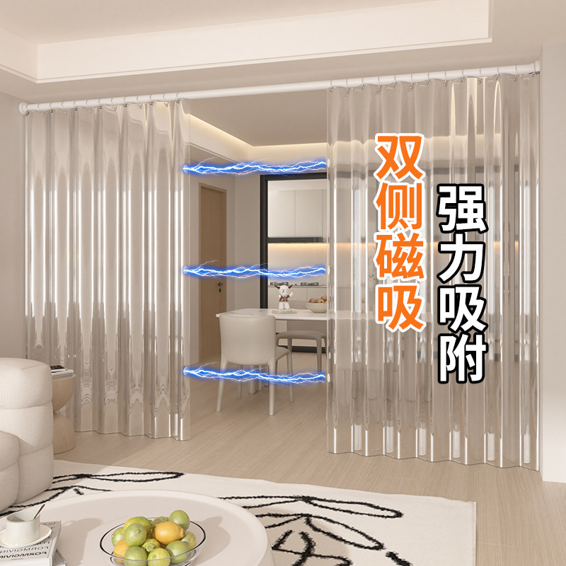 Summer Air-Conditioning Anti-Cold Air-Conditioning Windshield Curtain Kitchen Anti-Oil Fume Partition Curtain Transparent Punch-Free Hanging Curtain Blocking Curtain