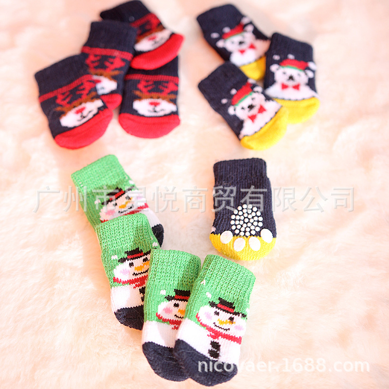 Christmas cat dog holiday dress up accessories cute non-slip bottom snowman reindeer Teddy Cotton pet socks