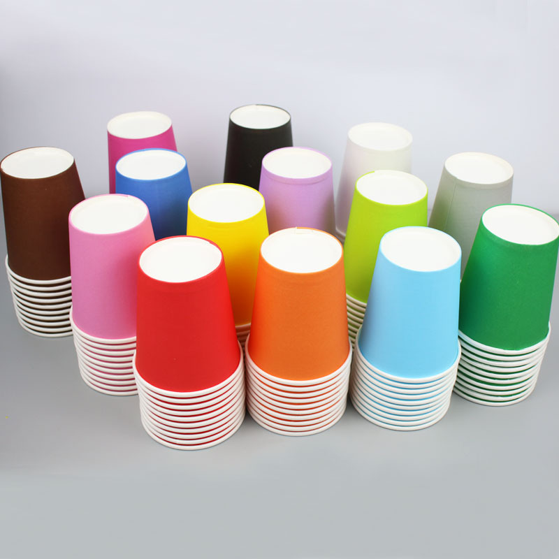 Color paper cup kindergarten handmade DIY disposable paper cup 250 ml thick wholesale mixed color Red Yellow Black White