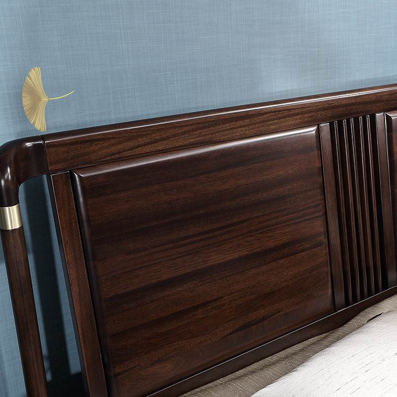 Кровать с высоким ящиком из черного дерева, современный минималистичный стиль, легкая роскошная кровать 1.8м, новая китайская стильная кровать из массива дерева