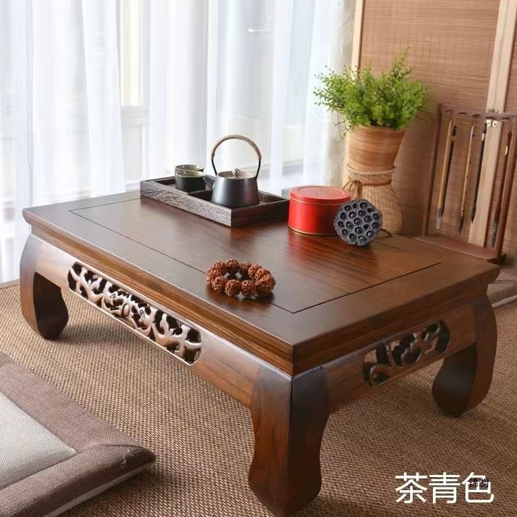 Elm Tatami Tea Table, Japanese-Style Table, Bay Window Table, Low Table, Traditional Chinese-Style Solid Wood Balcony Study Table