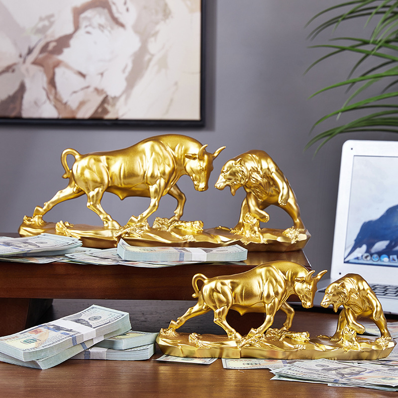 Factory Direct Creative Jinniu Wang City Ornaments Wall Street Bull Bear War Stock Market Stock Market Desktop Fortune Bull Decoration