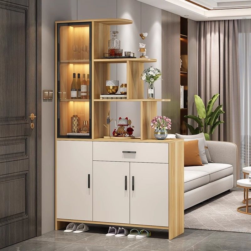 Cream Style Solid Wood Entrance Cabinet, Shoe Cabinet, Integrated Living Room Wine Cabinet, Partition Cabinet, Entrance Door Decoration Cabinet, Foyer Cabinet