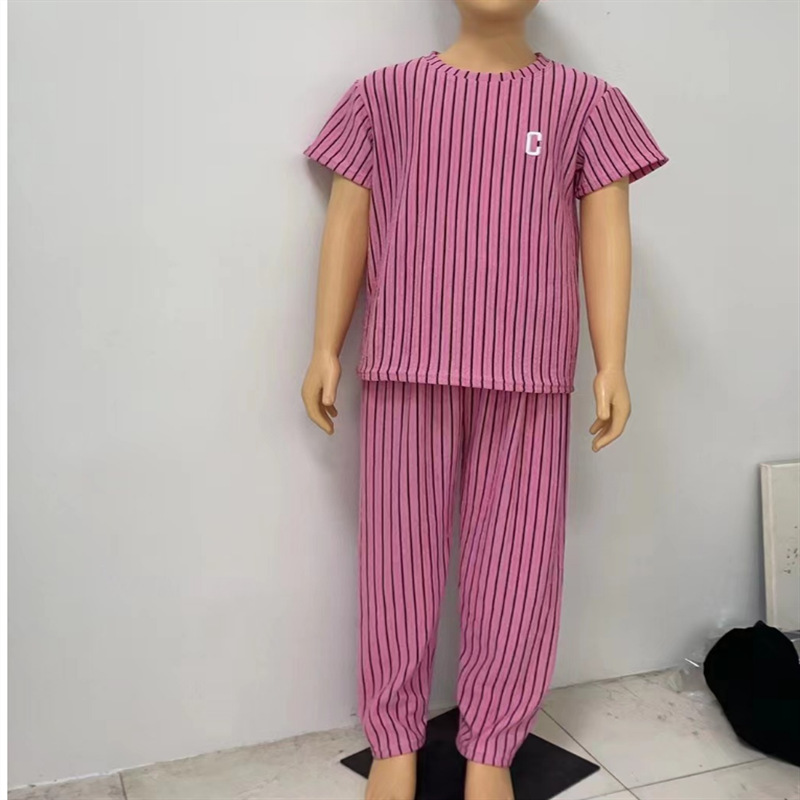 Children's summer new solid color short sleeve suit Korean leisure home clothes suit boys and girls clothes wholesale