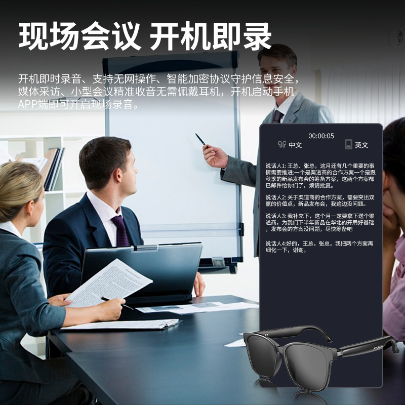 HYUNDAI modern HY-C8 intelligent AI translation glasses headset simultaneous interpretation 144 languages real-time conference
