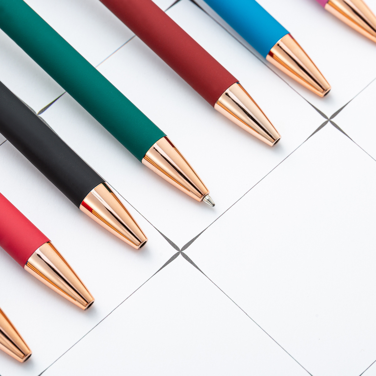 Rose Gold Meiji Press Pen Ballpoint Pen Core Aluminum Pen Spray Glue Press Pen Printable logo Metal Touch Screen Pen