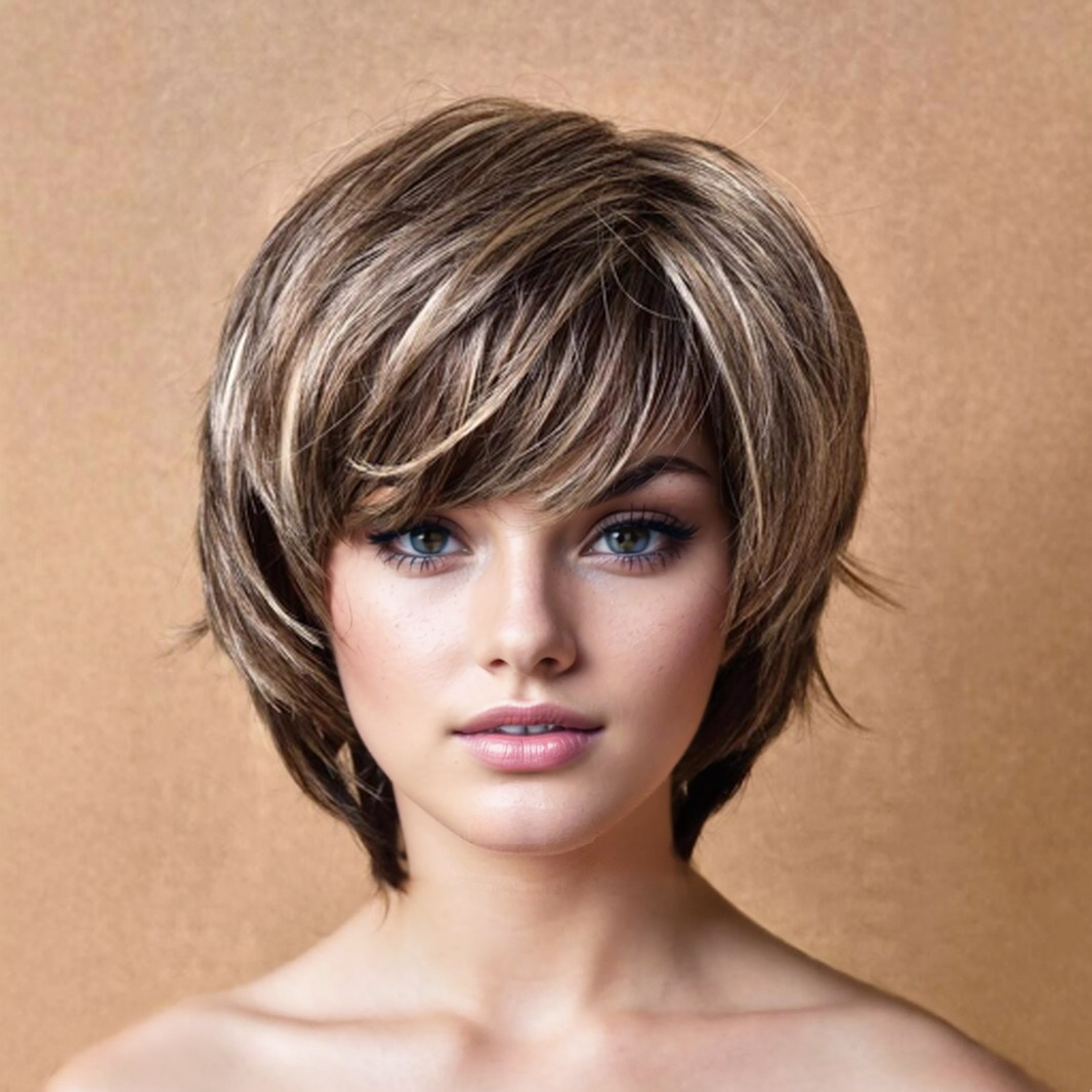 Foreign trade best-selling fashion ladies wig factory direct mixed color straight hair air bangs short hair a generation of hair
