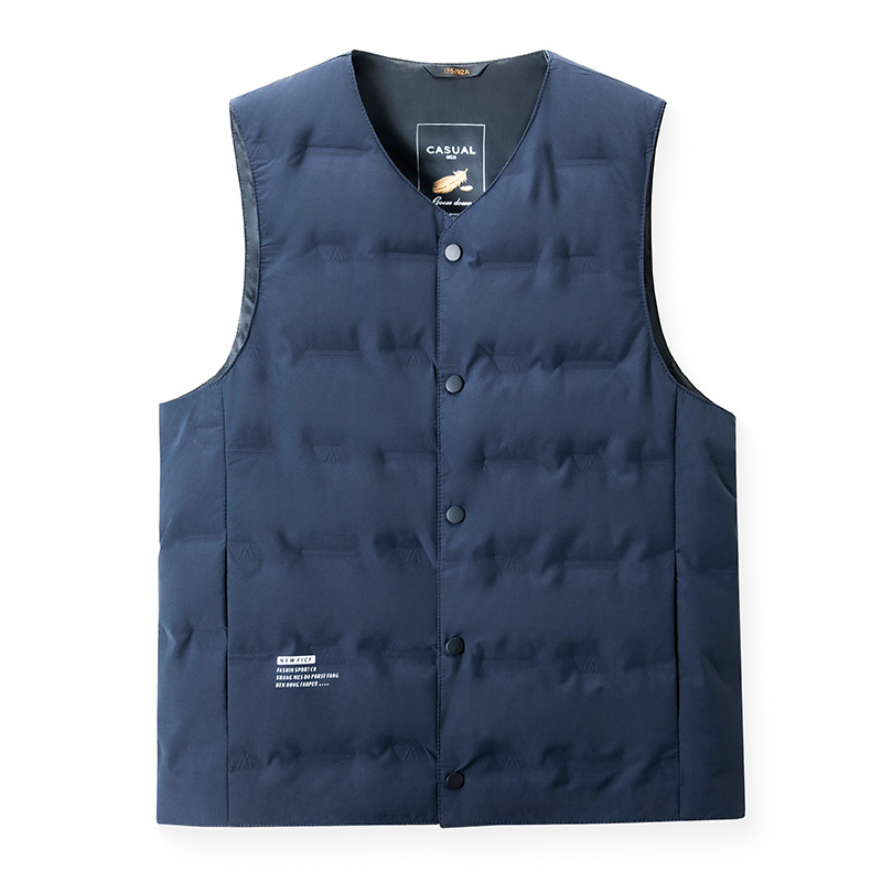 TikTok Explosions Light Down Vest Men's Autumn and Winter Wear Middle-aged Inner Wearing Warm Vest V-neck Waistcoat Dad's Wear