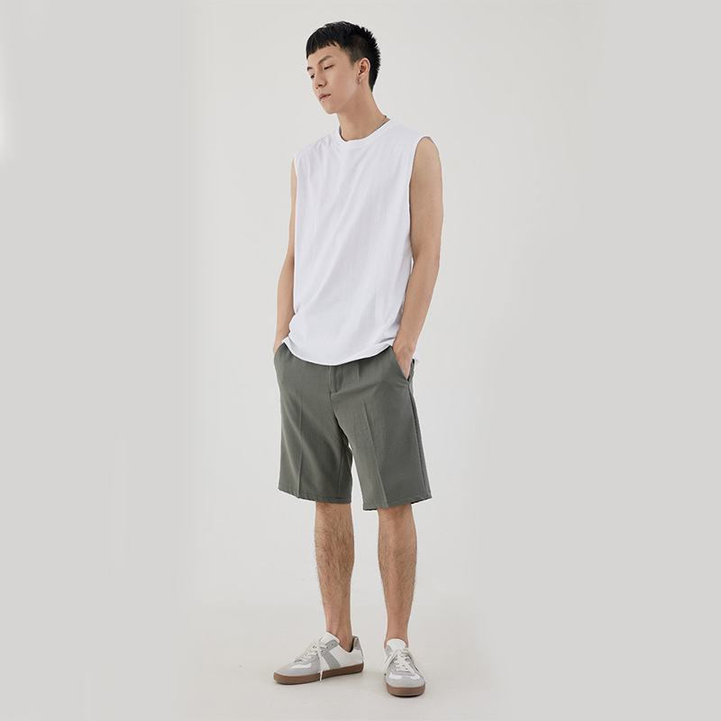 Yiji Men's Simple Basic Sleeveless Bottoming Shirt 2024 Summer New Solid Color Cotton Men's Vest Wholesale