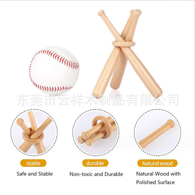 Factory Hot Selling Mini Baseball Bat Wooden Crafts Baseball Display Stand Children's Wooden Stick Toys Custom Wholesale