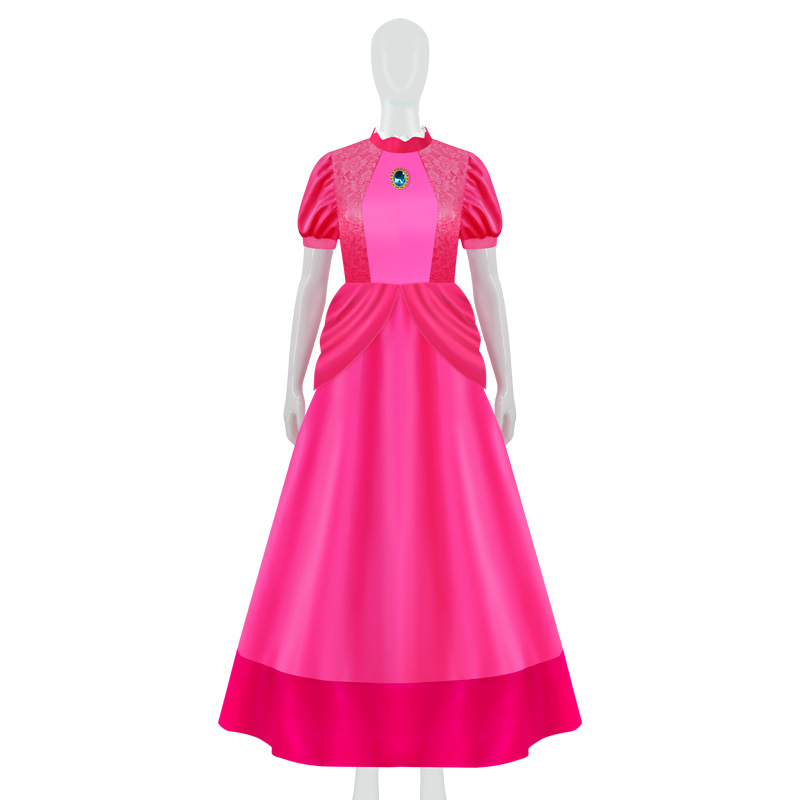 Children's Super Mary cos Suit Mario Brigitte Peach Blossom Peach Princess Pink Dress cosplay Costume