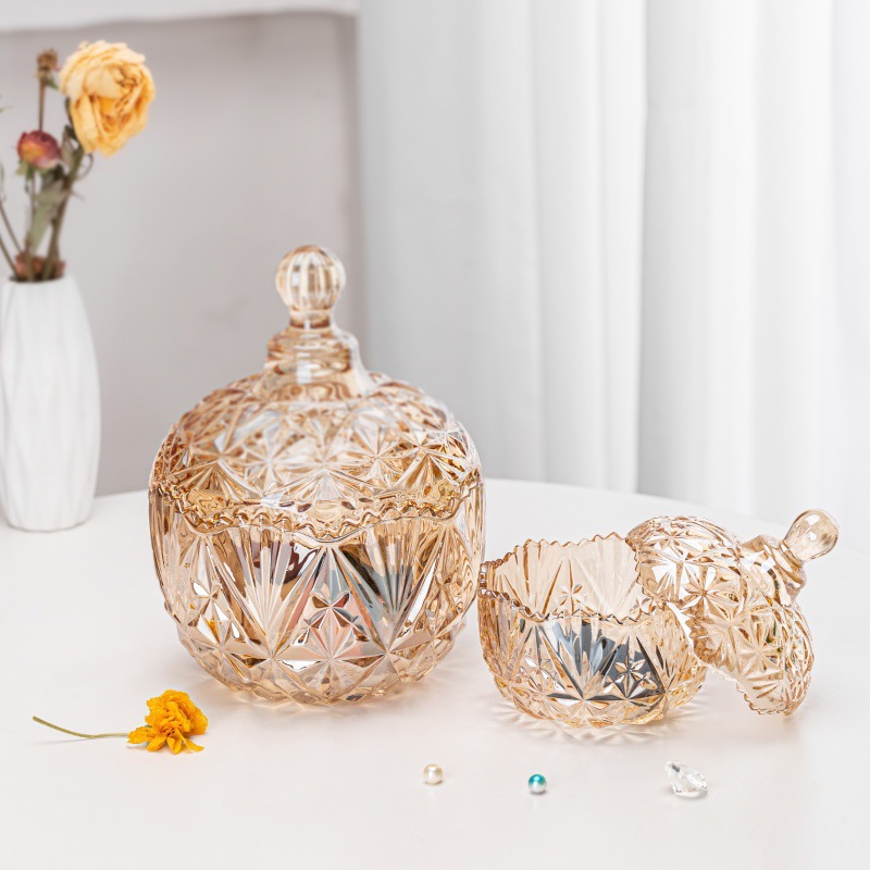 Light Luxury Candy Jar Crystal Glass Thick Wedding Candy Jar Jewelry Storage Box Makeup Box Sugar Household with Lid