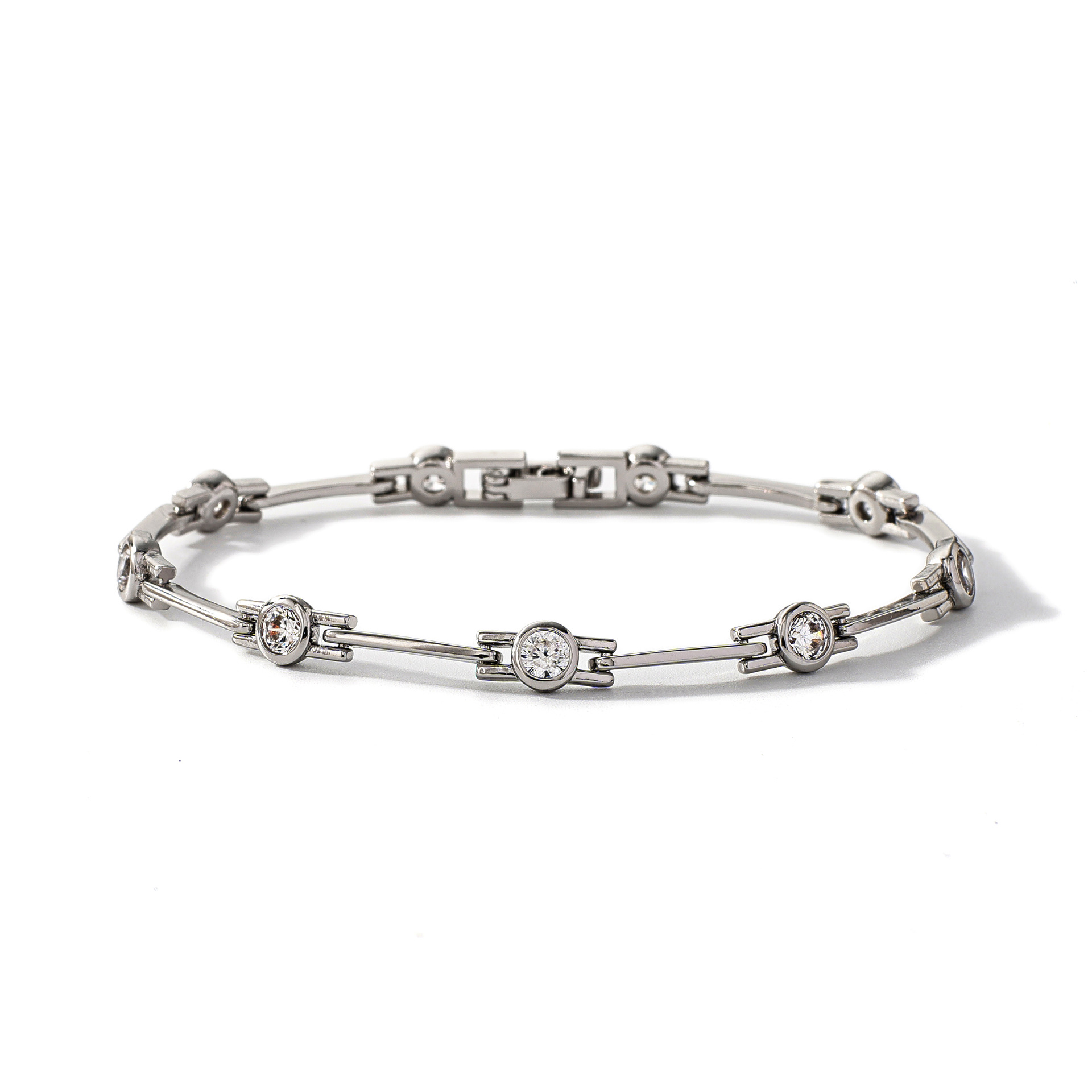 Europe and the United States cross-border new hot luxury 14K real gold inlaid with zirconium simple OL wind geometric ladies high-end bracelet wholesale