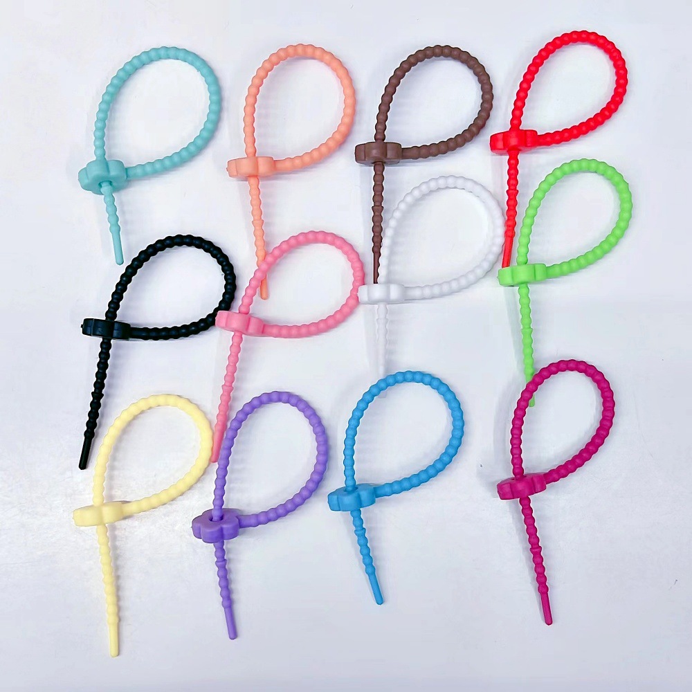 Large 215mm Cartoon Silicone Cable Tie Stretchable Key Ring Color String DIY Doll Pendant Jewelry Accessories