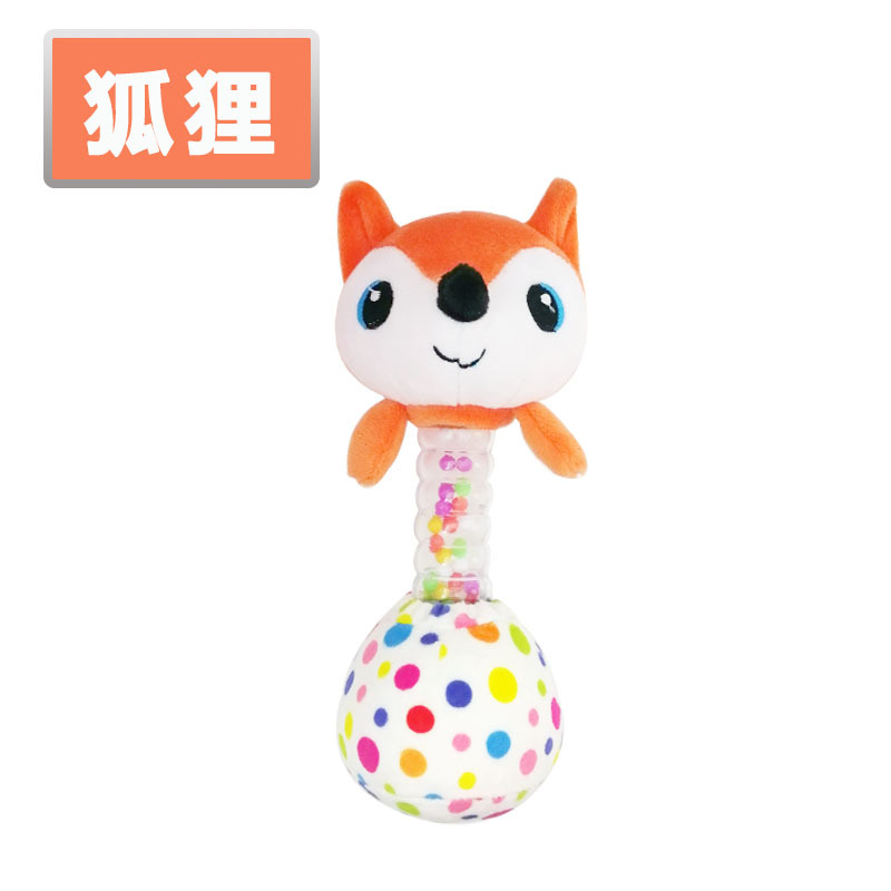 Newborn sand hammer dumbbell handheld rattle baby visual grasp training plush early education toys wholesale manufacturers