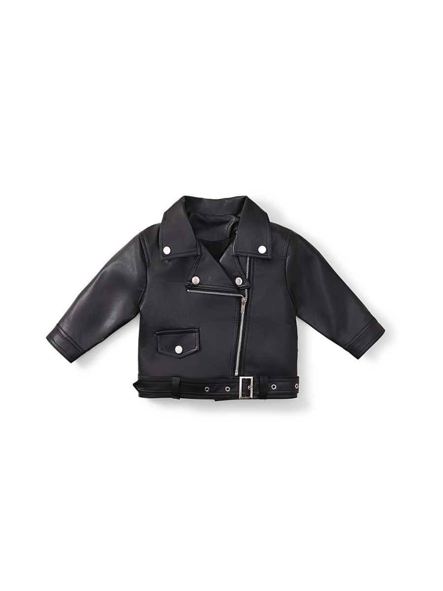 MDD children's leather 2024 spring and autumn new boys and girls motorcycle handsome cool wind large lapel zipper jacket coat