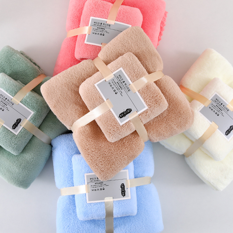 Coral fleece towel bath towel mother and child combination suit gift cheap return gift absorbent wedding live hand gift wholesale