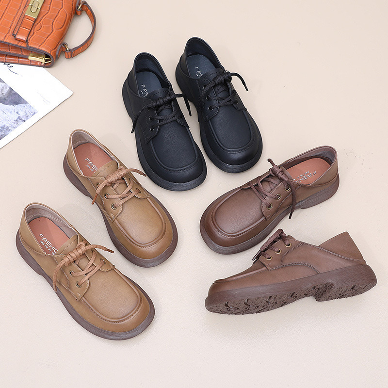 Новые женские туфли из натуральной кожи, мягкая подошва, одинарный слой, толщина подошвы, лоферы, нескользящие, для женщин среднего и пожилого возраста, повседневная обувь для весны и осени