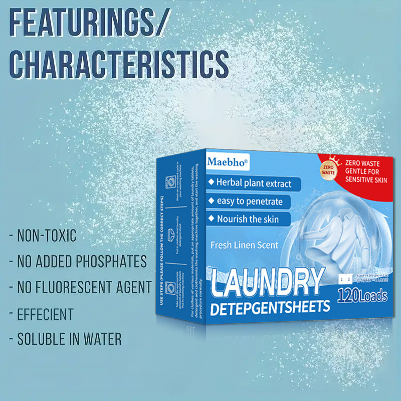 Cross-border Laundry Tablet Laundry Bubble Paper High Activity Strong Decontamination Anti-dyeing Fragrance Clean Easy to Clean Foreign Trade