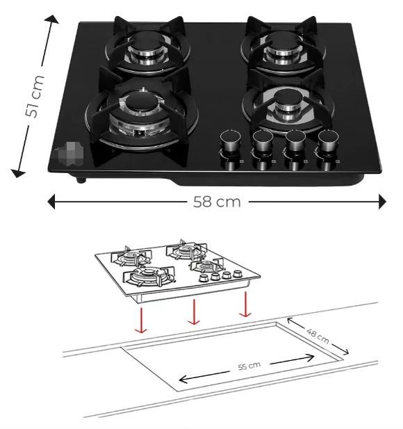 3 Gas 1 Electric Multi-Burner Built-In Export Household Gas Stove Gas Stove Ignition Stove Steel Surface Dual-Purpose