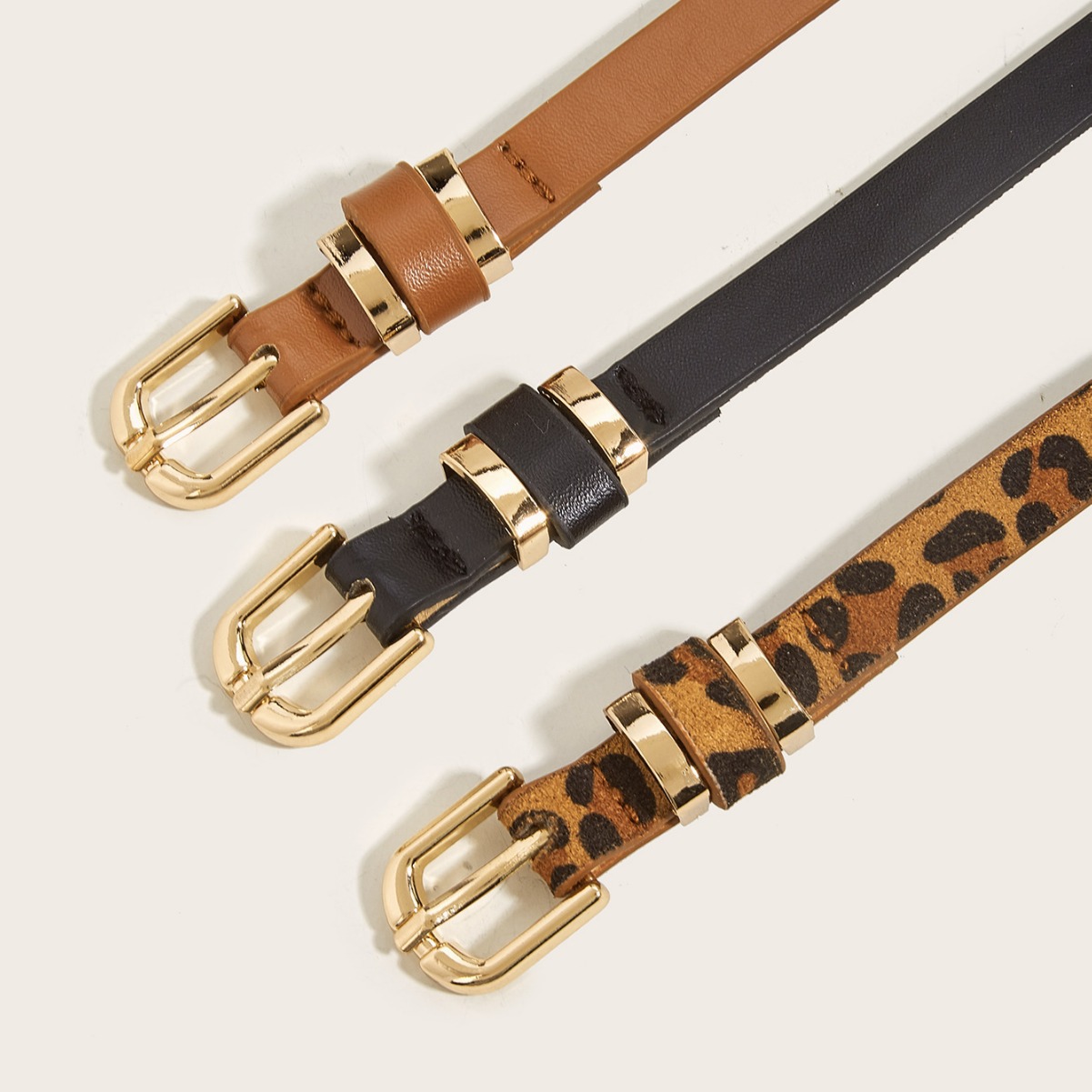 Retro thin belt women's all-match pin buckle small belt decoration simple summer leopard print pants with in stock needle cross-border belt