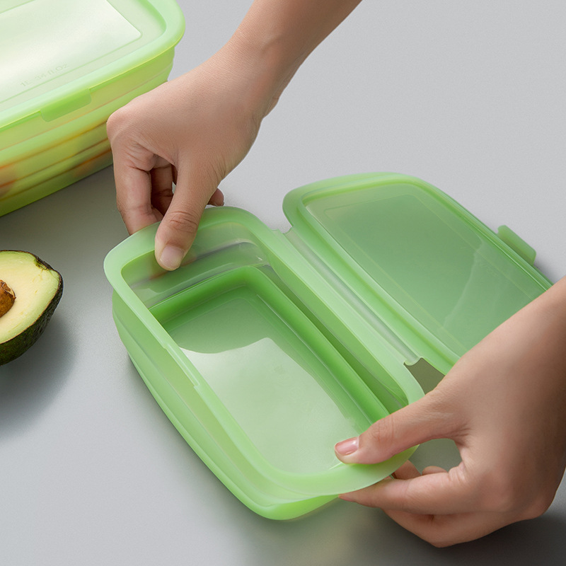 Lid Silicone Folding Preservation Box Vegetable and Fruit Preservation Box Lunch Box Silicone Folding Lunch Box Lunch Box Retractable