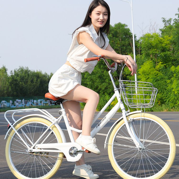 24 Inch Women's Retro Bicycle Adult Light Bicycle Student Variable Speed Scooter Lady Commuter Bicycle