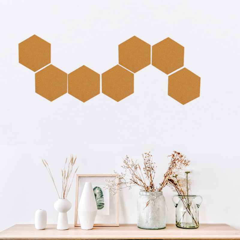200*175*6mm cork message board self-adhesive hexagonal bulletin board display cork board