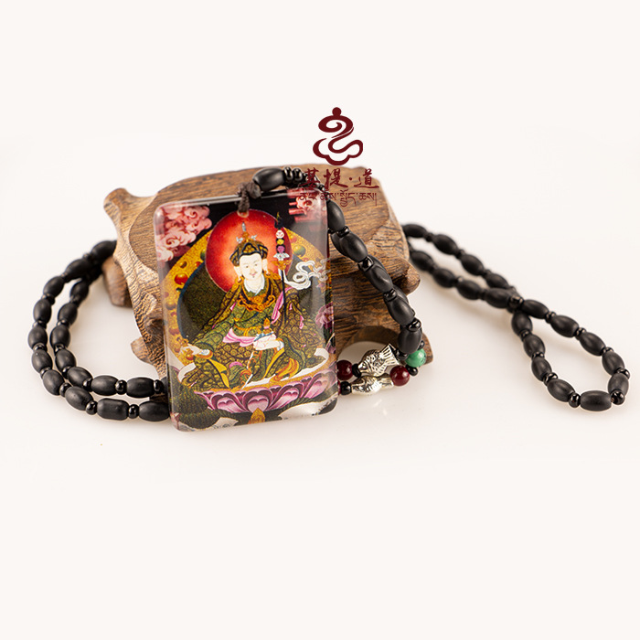 New Thangka Necklace Hand-Painted Green Tara White Tara Yellow God of Wealth Crystal Inside Painted Buddha Pendant Wholesale