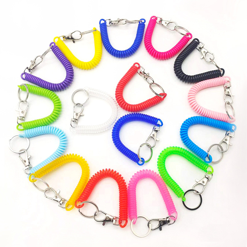 Оптовая закупка брелка, цветной телефонный провод, шнурок для мобильного телефона, пружинная телескопическая веревка безопасности, пластиковая пружинная веревка