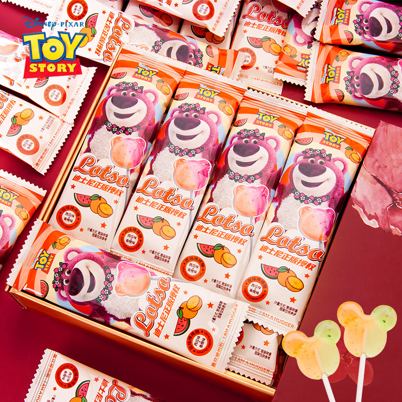 Disney double flavor lollipop strawberry bear Children's Day cartoon packaging wedding candy fruit hand gift snack