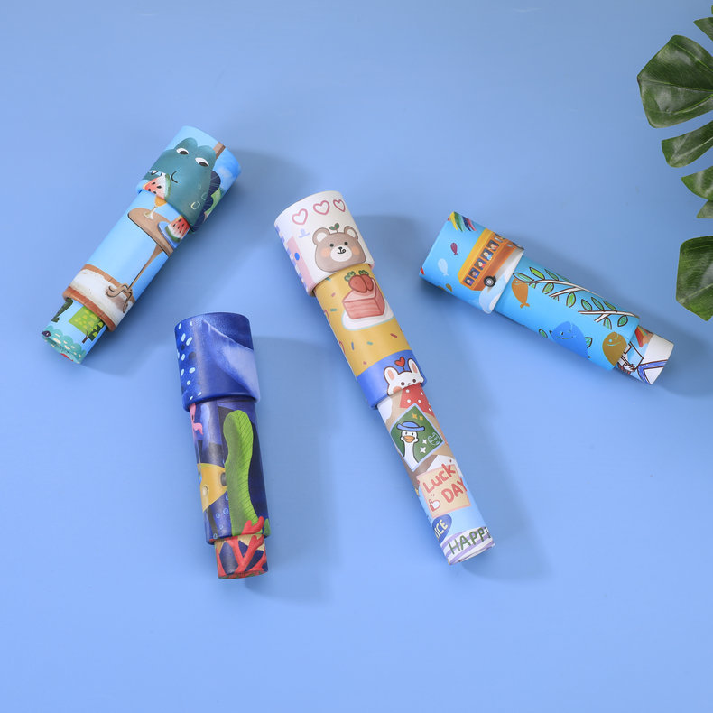 Customized Parent-Child Interactive Fun Toys Cartoon Rotating Double-Section Kaleidoscope Kindergarten Nostalgic Science and Education Toys