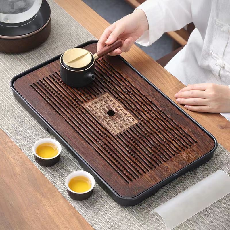 Portable Tea Tray Household Bamboo Dry Foam Tray New Chinese Style Water Storage Drain Tea Table Tea Set Tray Simple Japanese Style Tea Tray