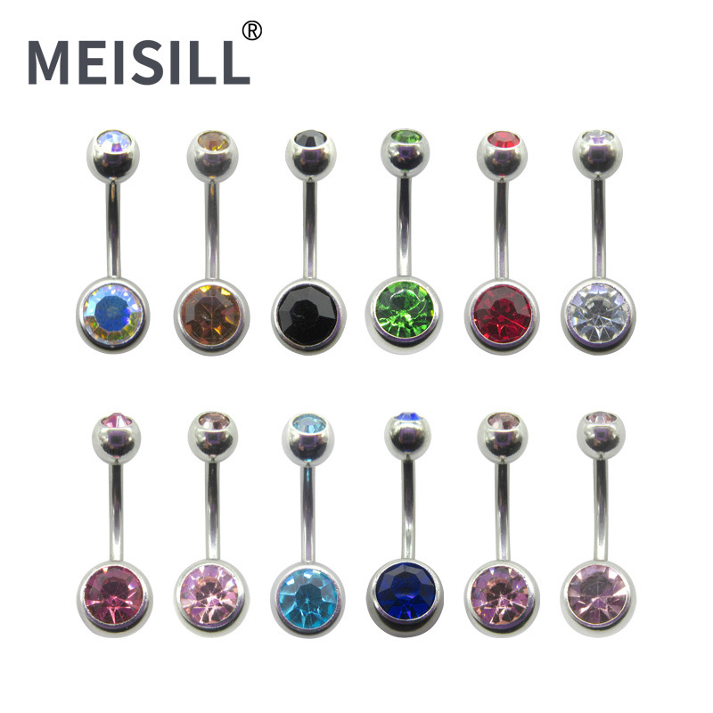 Кольцо для пупка из нержавеющей стали с двойным бриллиантом, кросс-бодхи, пирсинг