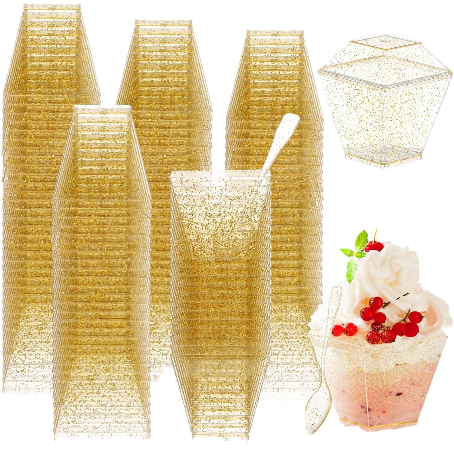 in stock Disposable Transparent Mousse Cup Wood Bran Pudding Cup Thickened Plastic Creative Dessert Table Jelly Cup Dessert Cup